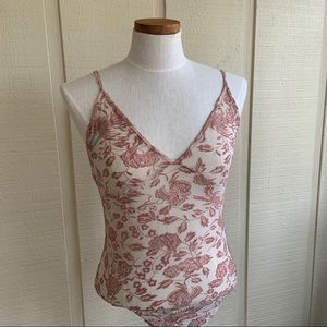 Floral lace transparent bodysuit